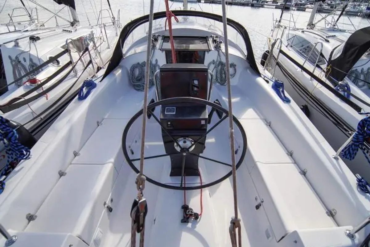 Cockpit of Kalska Brama, a Northman Maxus 33.1 RS sailboat at Sztynort, Poland