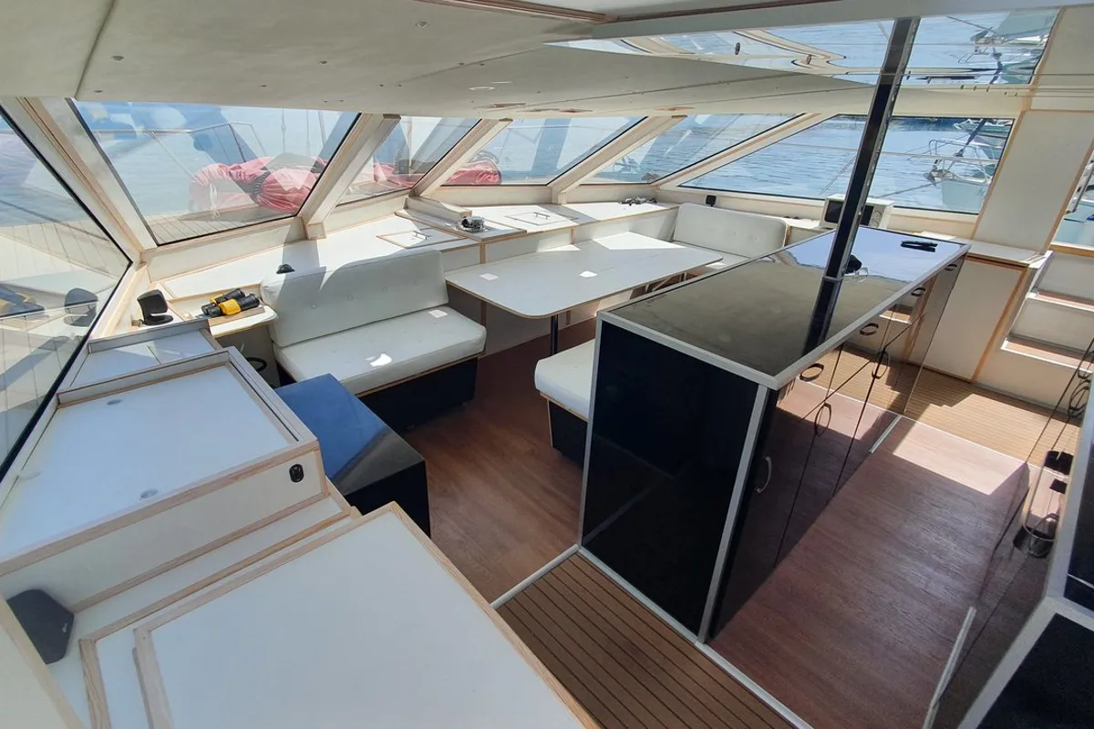 Salon of Upwind, a Custom Made Upwind 50 Eco catamaran at Grad Trogir, Croatia