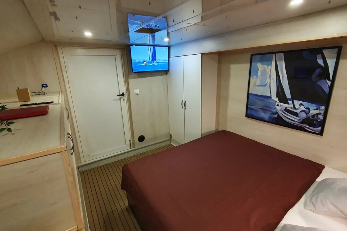 Cabin on Upwind, a Custom Made Upwind 50 Eco catamaran at Grad Trogir, Croatia