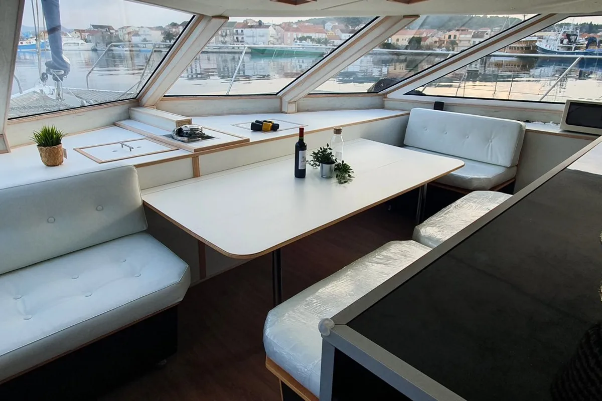 Salon of Upwind, a Custom Made Upwind 50 Eco catamaran at Grad Trogir, Croatia