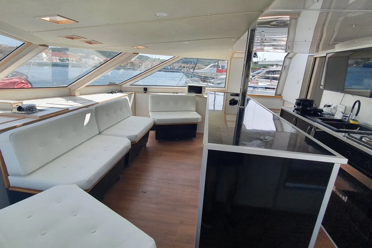 Galley of Upwind, a Custom Made Upwind 50 Eco catamaran at Grad Trogir, Croatia