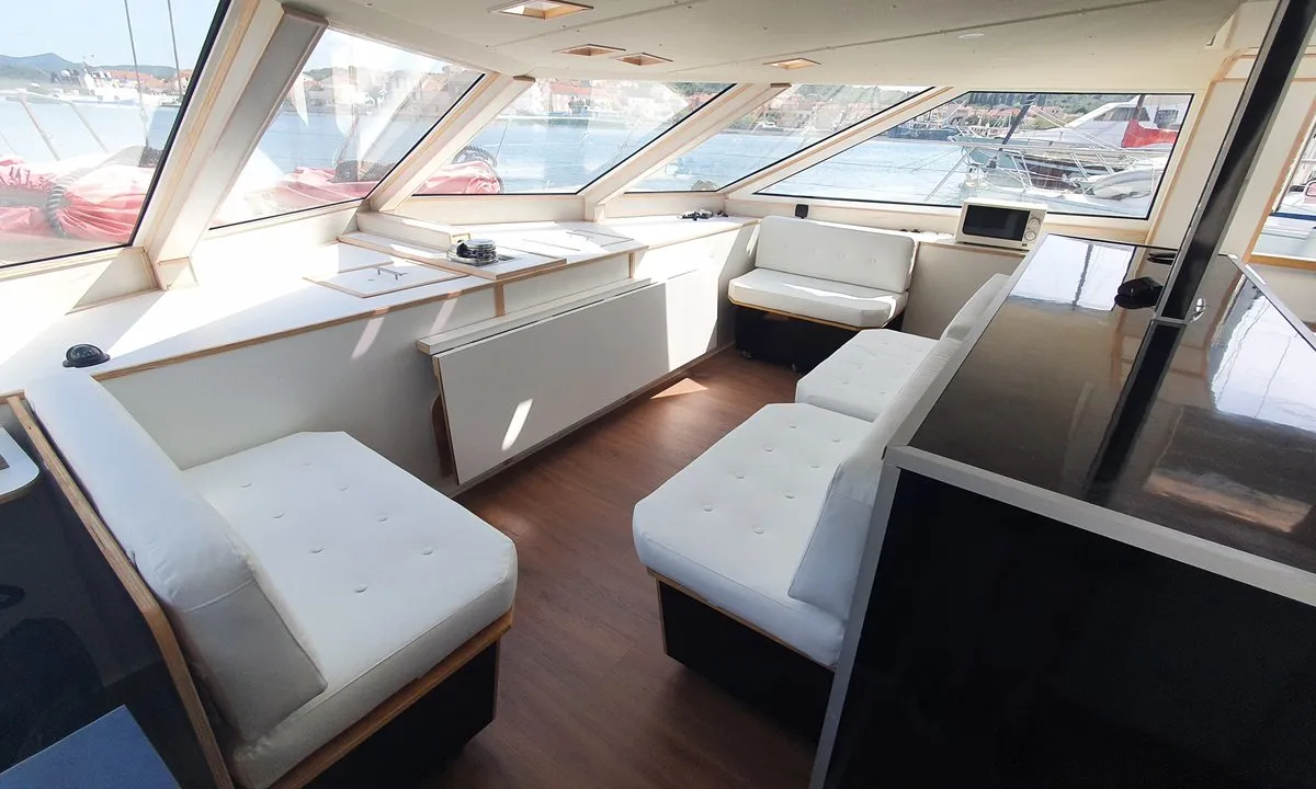 Salon of Upwind, a Custom Made Upwind 50 Eco catamaran at Grad Trogir, Croatia