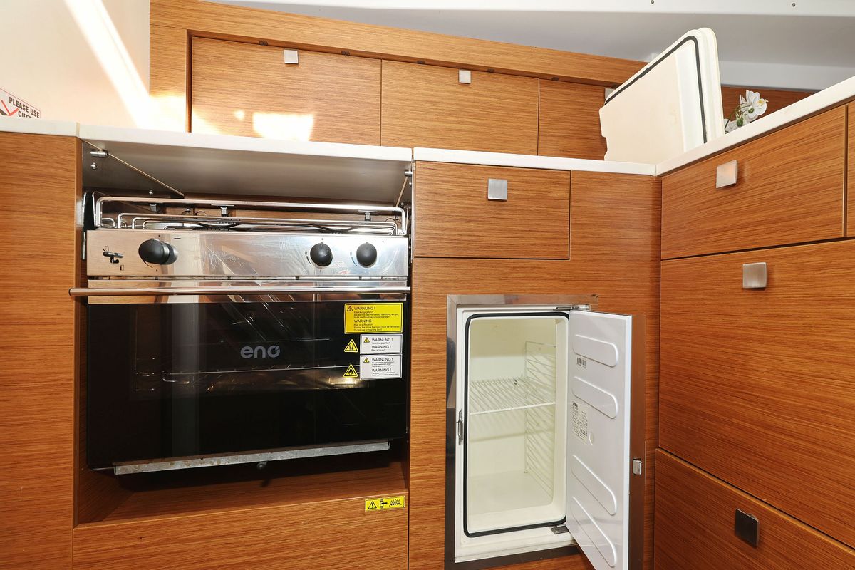 Galley of Bela, a Hanse Yachts Hanse 410 sailboat at Grad Biograd na Moru, Croatia
