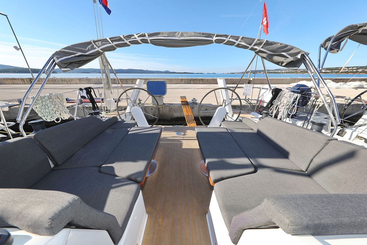 Deck of Bela, a Hanse Yachts Hanse 410 sailboat at Grad Biograd na Moru, Croatia