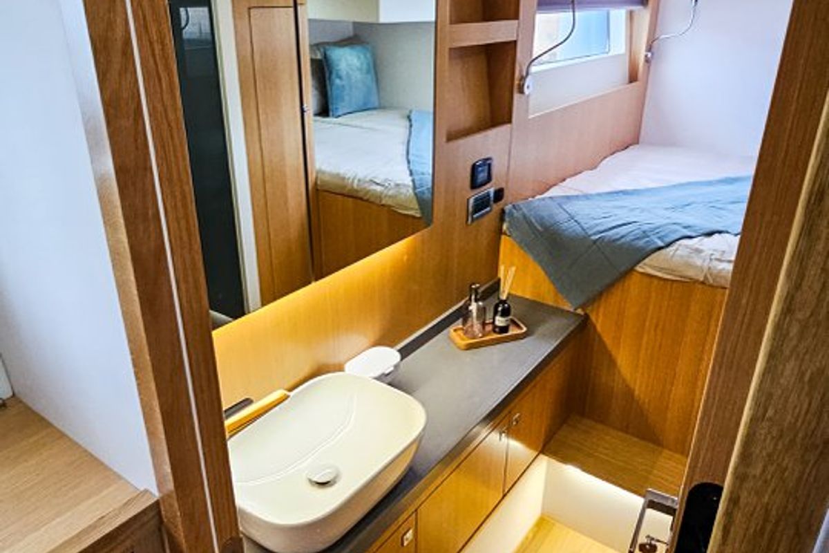 Head on October, a Mazarin Yachts Mazarin 55 catamaran at Seget Donji, Croatia