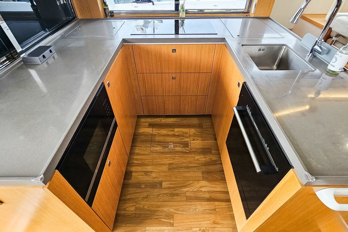 Galley of October, a Mazarin Yachts Mazarin 55 catamaran at Seget Donji, Croatia
