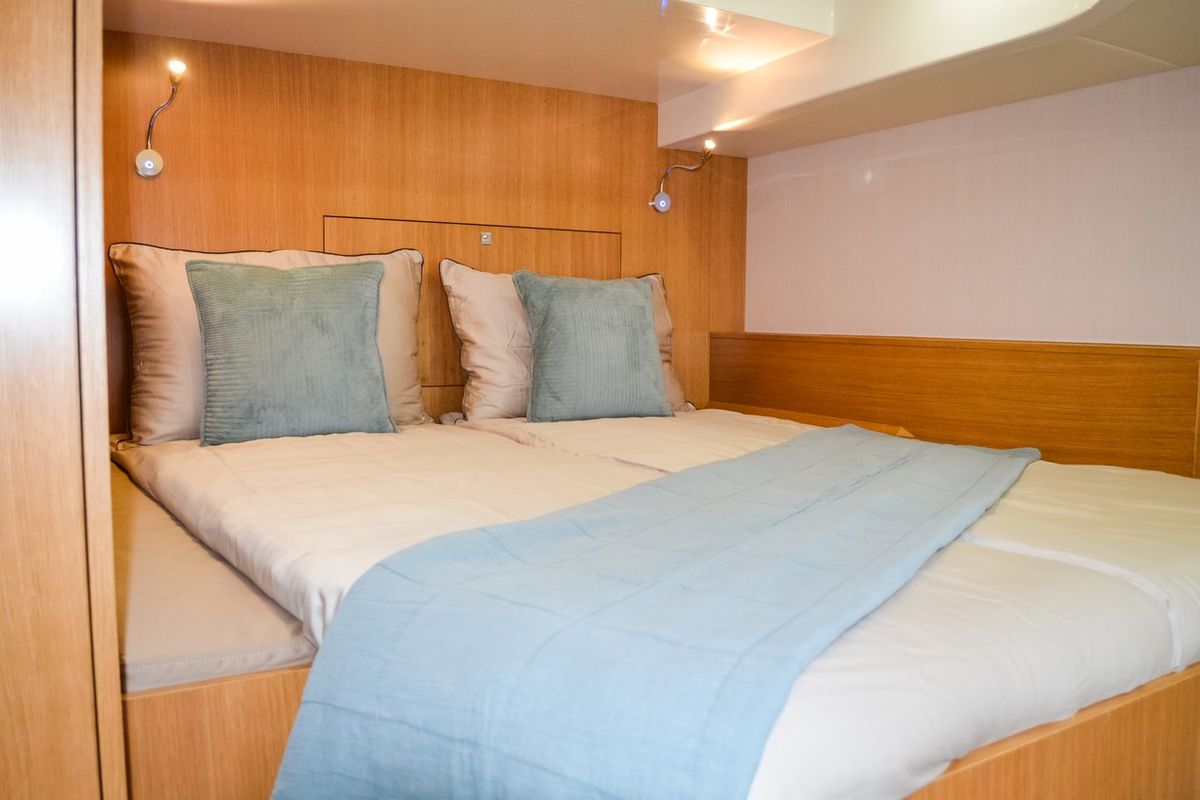 Cabin on October, a Mazarin Yachts Mazarin 55 catamaran at Seget Donji, Croatia