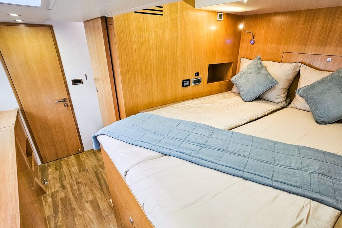 Cabin on October, a Mazarin Yachts Mazarin 55 catamaran at Seget Donji, Croatia