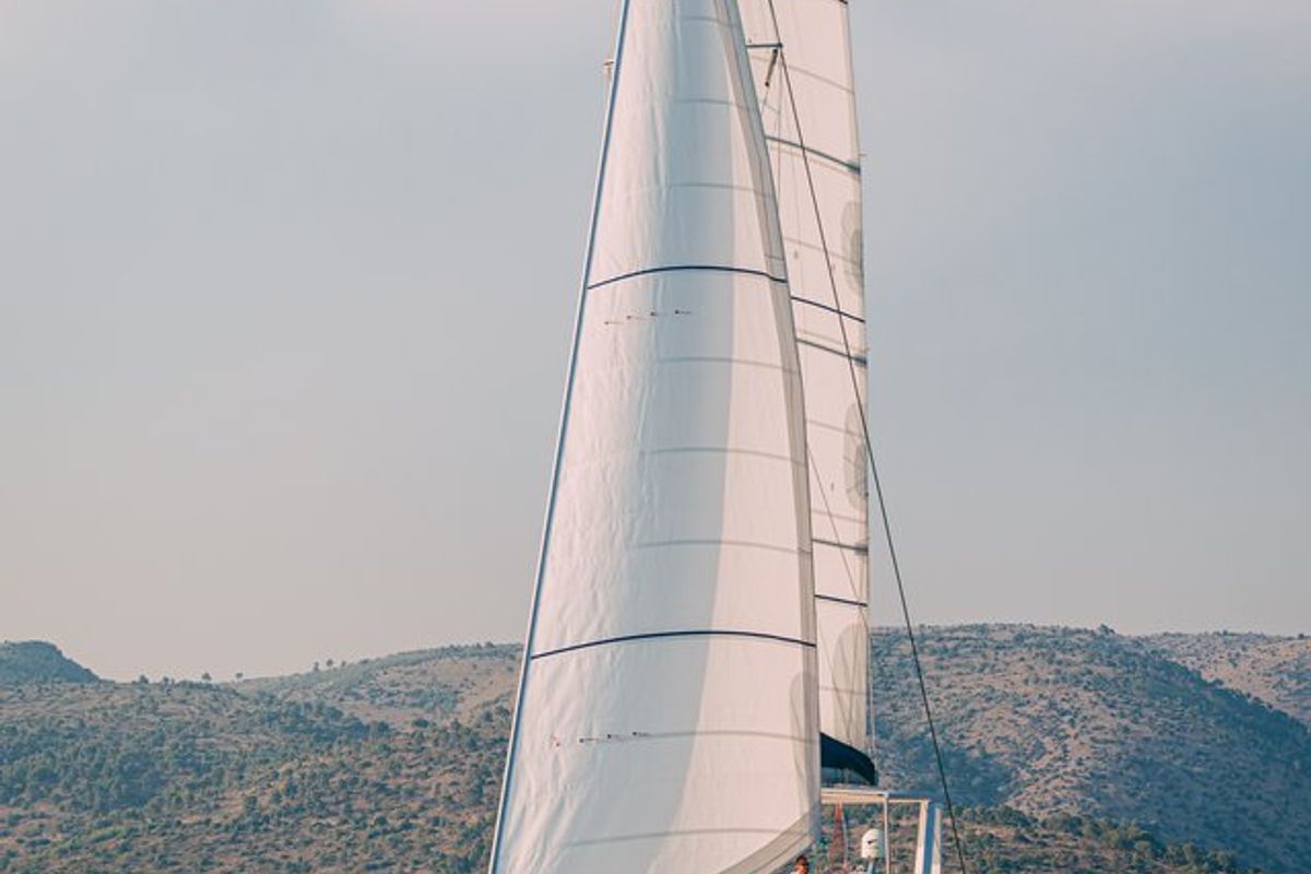 Deck of October, a Mazarin Yachts Mazarin 55 catamaran at Seget Donji, Croatia