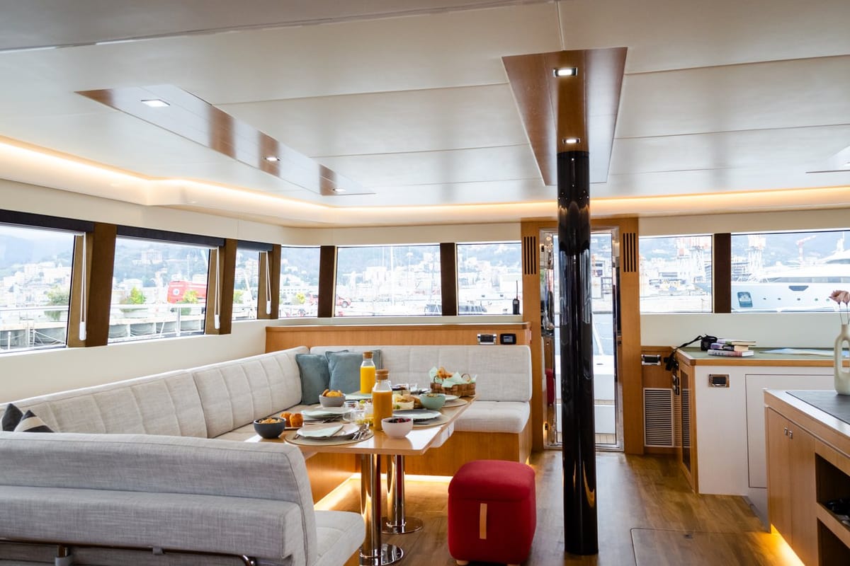 Exterior view of October, a Mazarin Yachts Mazarin 55 catamaran at Seget Donji, Croatia