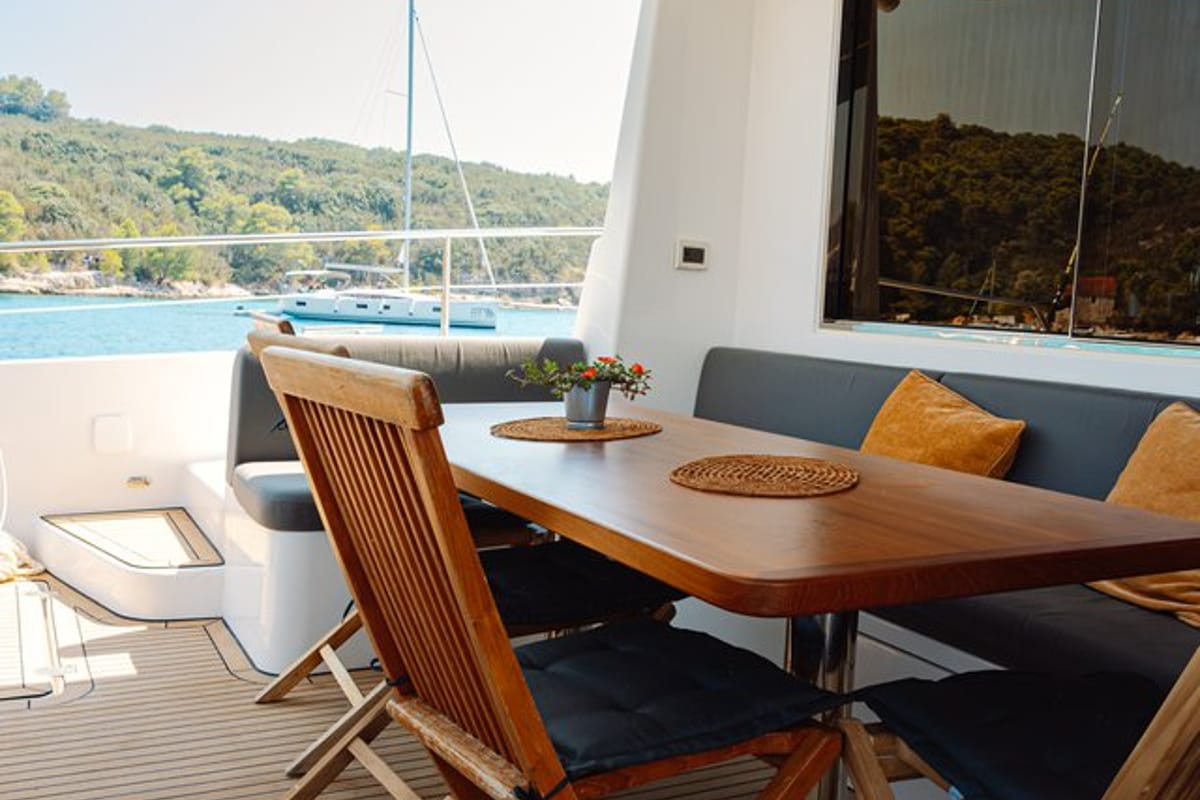 Salon of October, a Mazarin Yachts Mazarin 55 catamaran at Seget Donji, Croatia