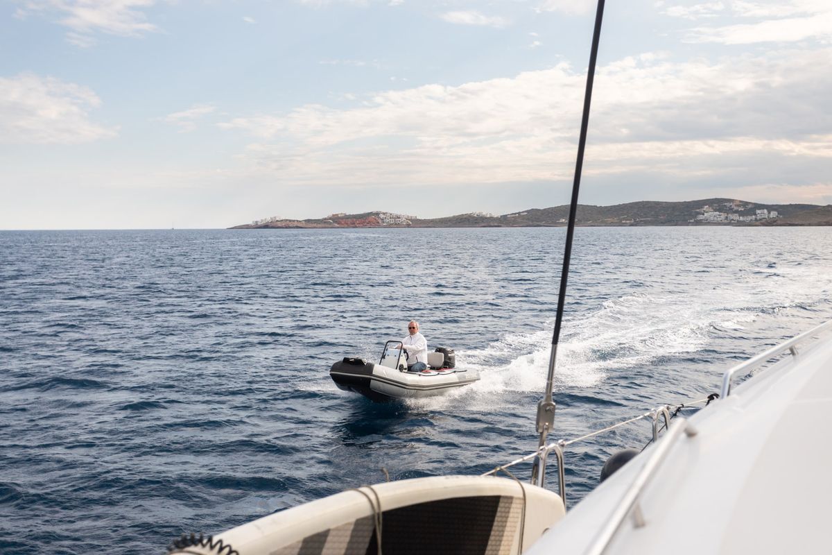 MADICON, a Lagoon 450 Fly catamaran at Thira Municipal Unit, Greece