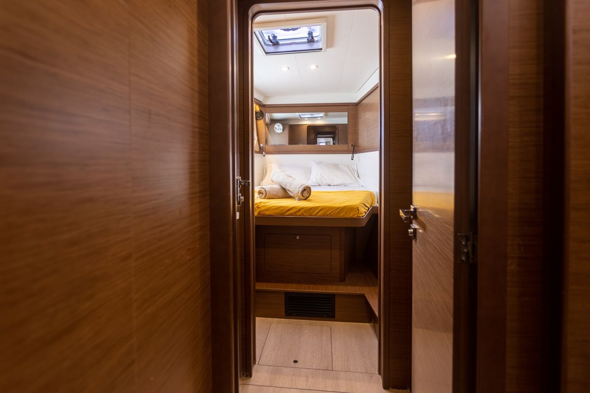 Cabin on MADICON, a Lagoon 450 Fly catamaran at Thira Municipal Unit, Greece