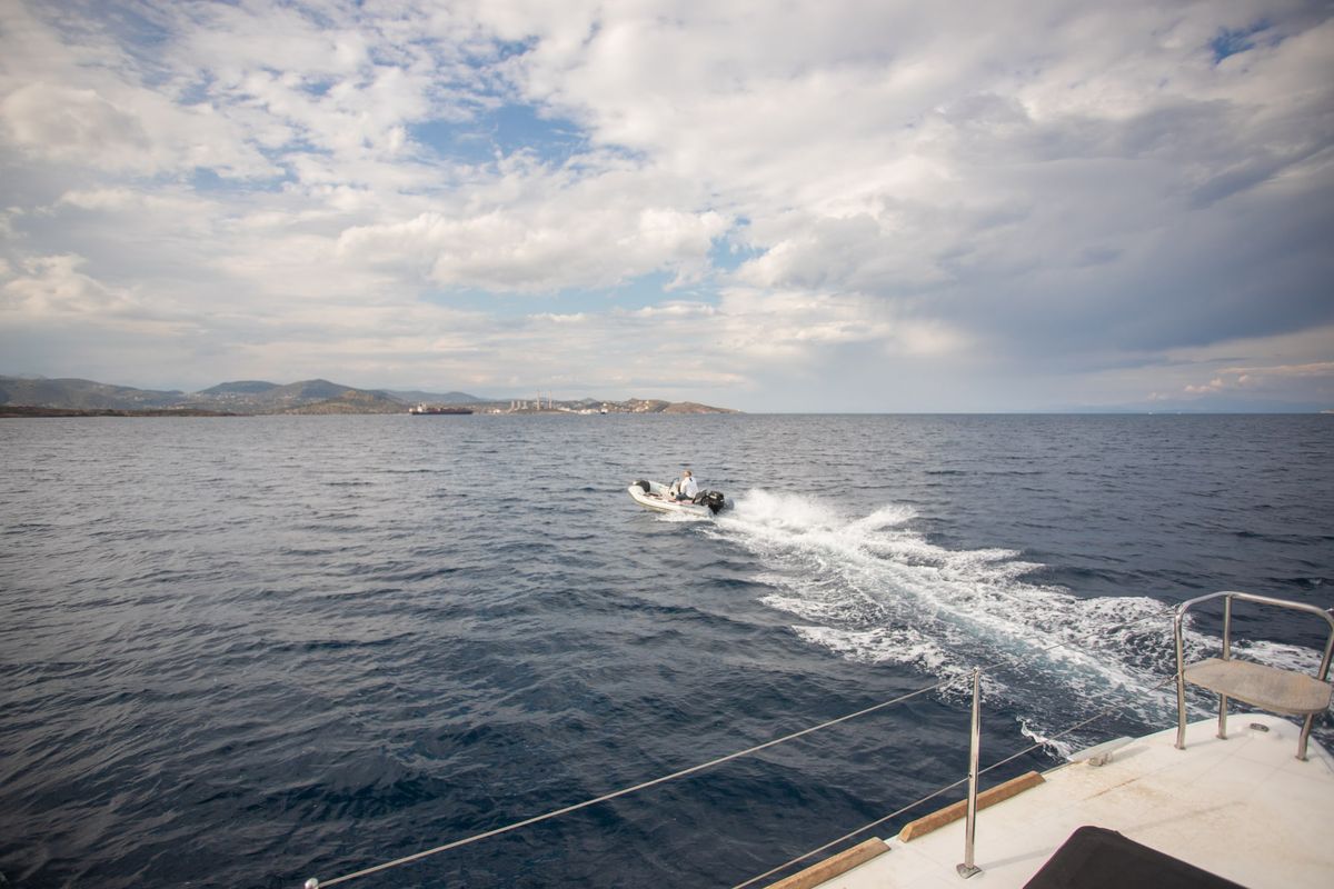 MADICON, a Lagoon 450 Fly catamaran at Thira Municipal Unit, Greece
