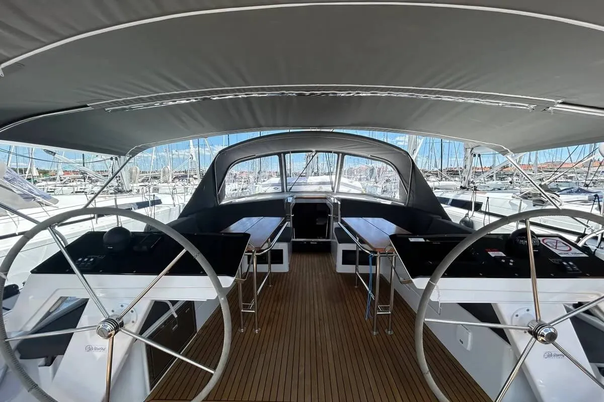 Invalid, a Hanse Yachts Hanse 460 sailboat at Grad Biograd na Moru, Croatia