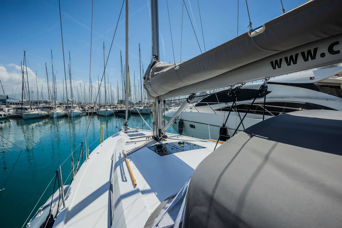 Invalid, a Hanse Yachts Hanse 460 sailboat at Grad Biograd na Moru, Croatia