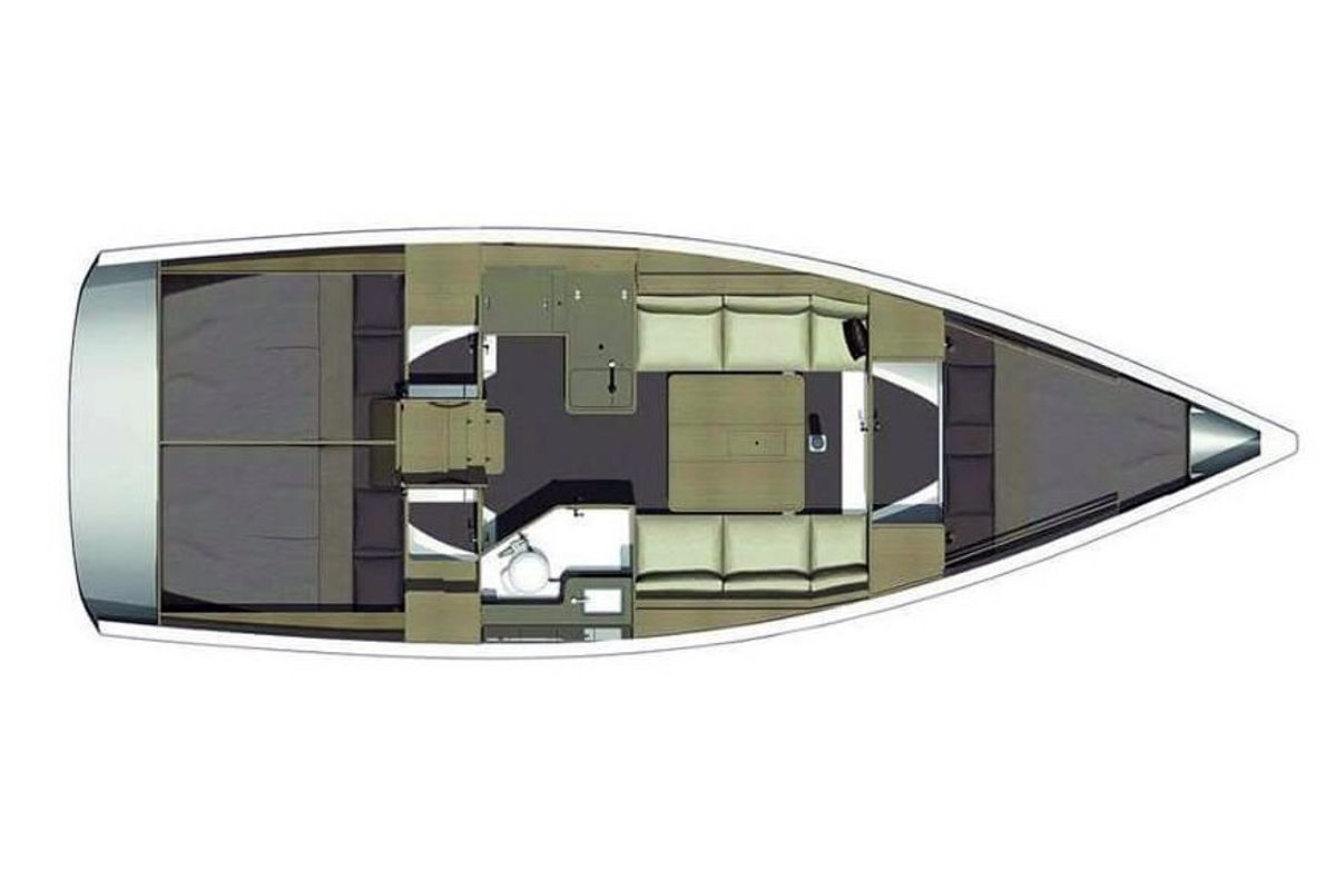 Floor plan of Georgia, a Dufour 350 Grand Large sailboat at Municipal Unit of Rhodes, Greece