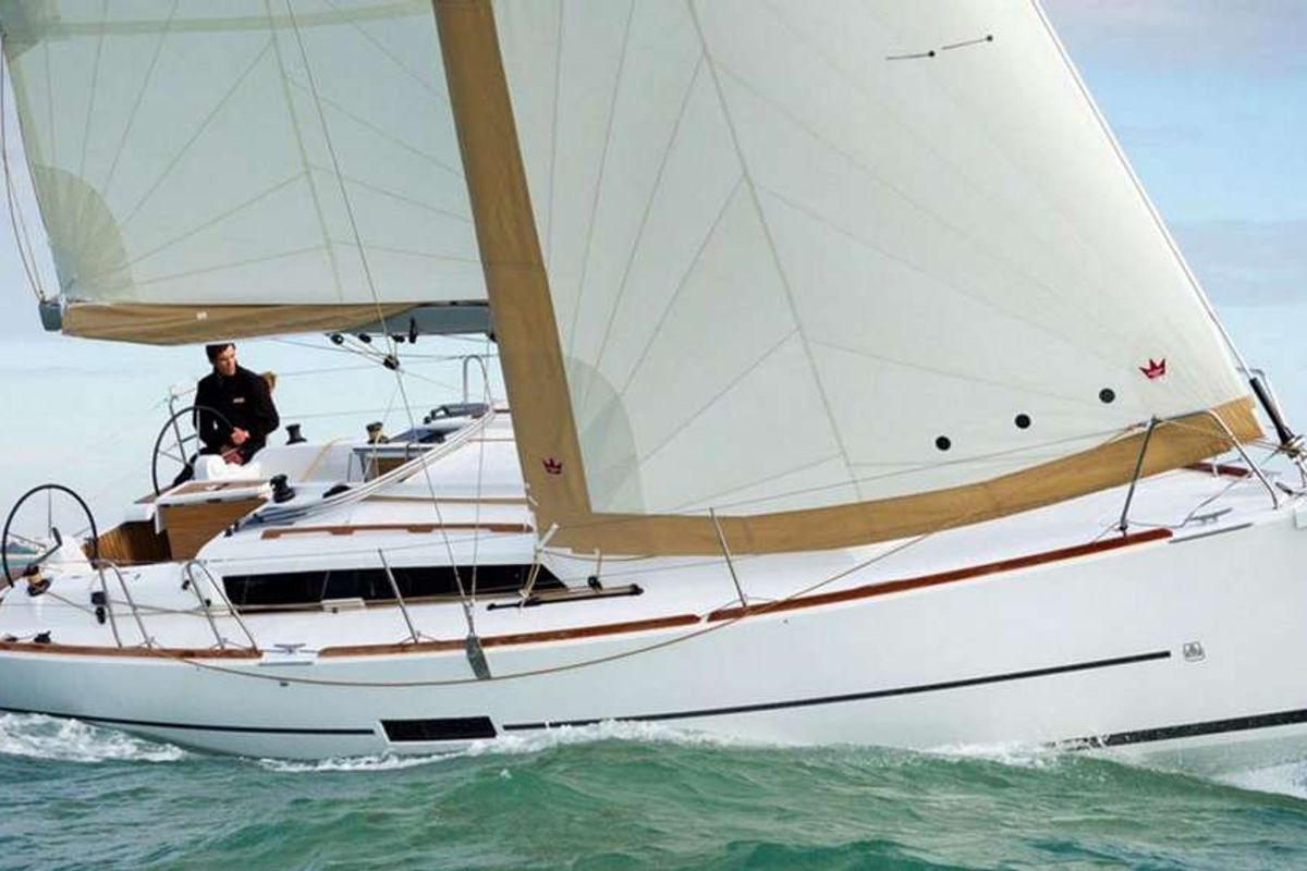 Exterior view of Georgia, a Dufour 350 Grand Large sailboat at Municipal Unit of Rhodes, Greece