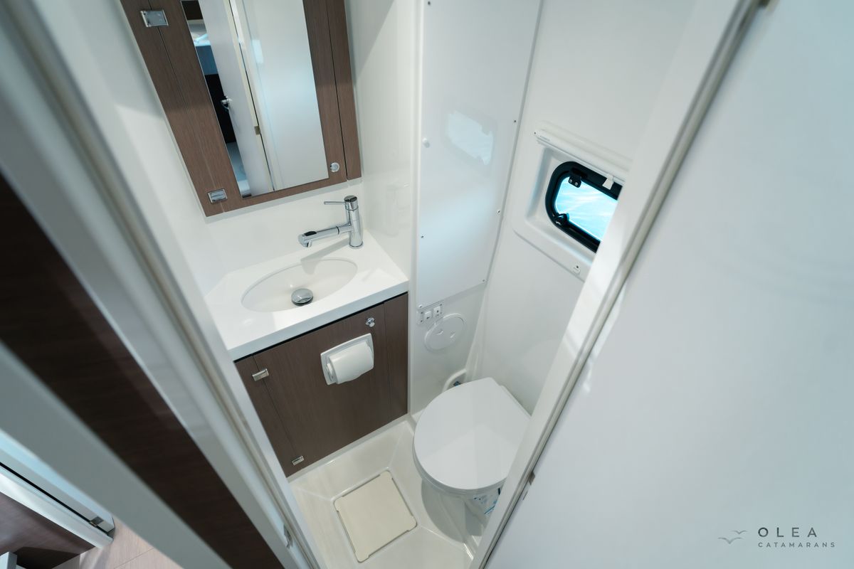 Head on Olea, a Bali 4.8 catamaran at Municipal Unit of Lefkada, Greece