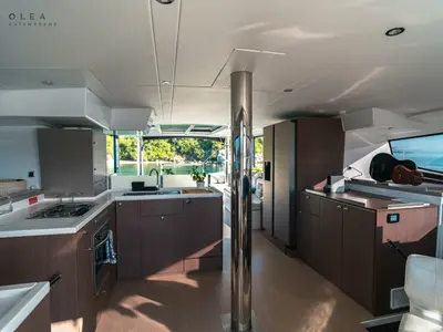 Galley of Olea, a Bali 4.8 catamaran at Municipal Unit of Lefkada, Greece