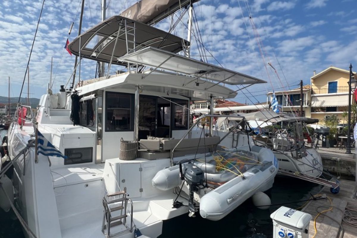 Salon of Bali 4.4, a Bali 4.4 catamaran at Municipal Unit of Lefkada, Greece