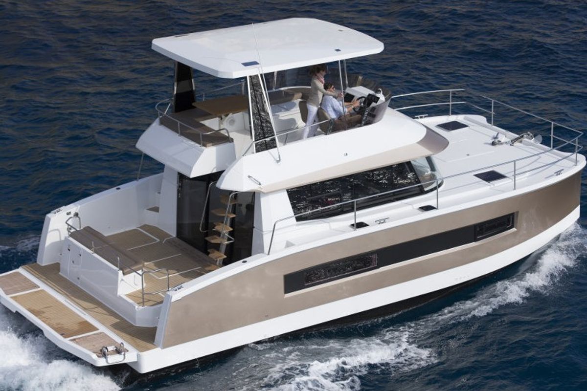 Exterior view of Dream Star, a Fountaine Pajot MY37 catamaran at Primošten, Croatia