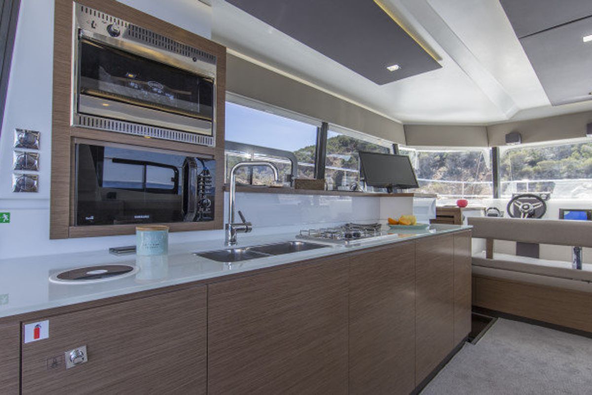 Galley of Dream Star, a Fountaine Pajot MY37 catamaran at Primošten, Croatia