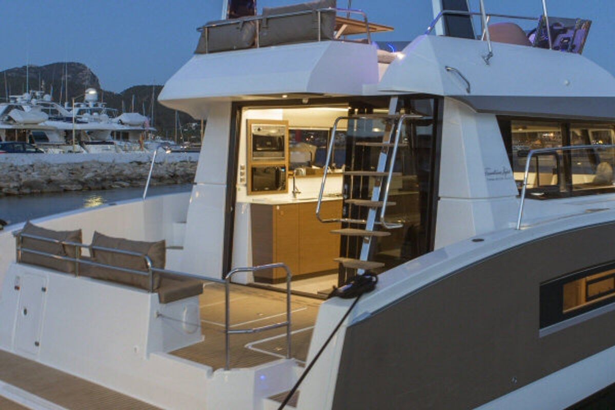 Deck of Dream Star, a Fountaine Pajot MY37 catamaran at Primošten, Croatia