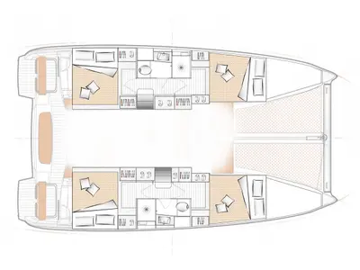 Floor plan of DAY DREAMER V, a Excess Excess 11 catamaran at Đuraševići, Montenegro