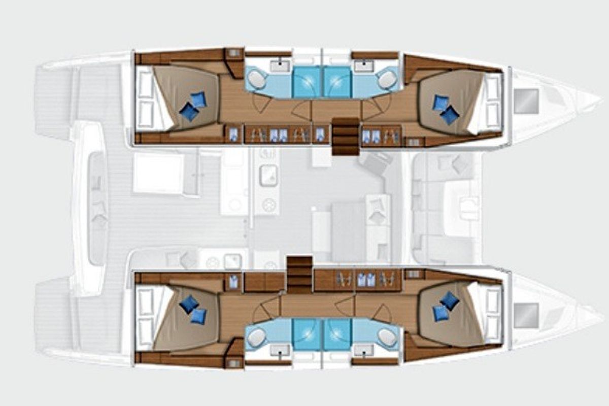 Floor plan of Alexandra, a Lagoon 46 catamaran at Athens, Greece