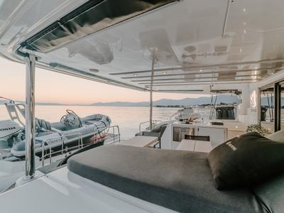 Deck of Tri Wing, a Lagoon 55 catamaran at Grad Kaštela, Croatia