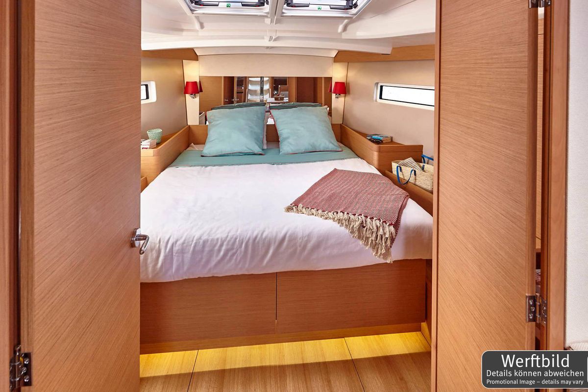 Cabin on Kiwi, a Jeanneau Sun Odyssey 440 sailboat at Grad Biograd na Moru, Croatia
