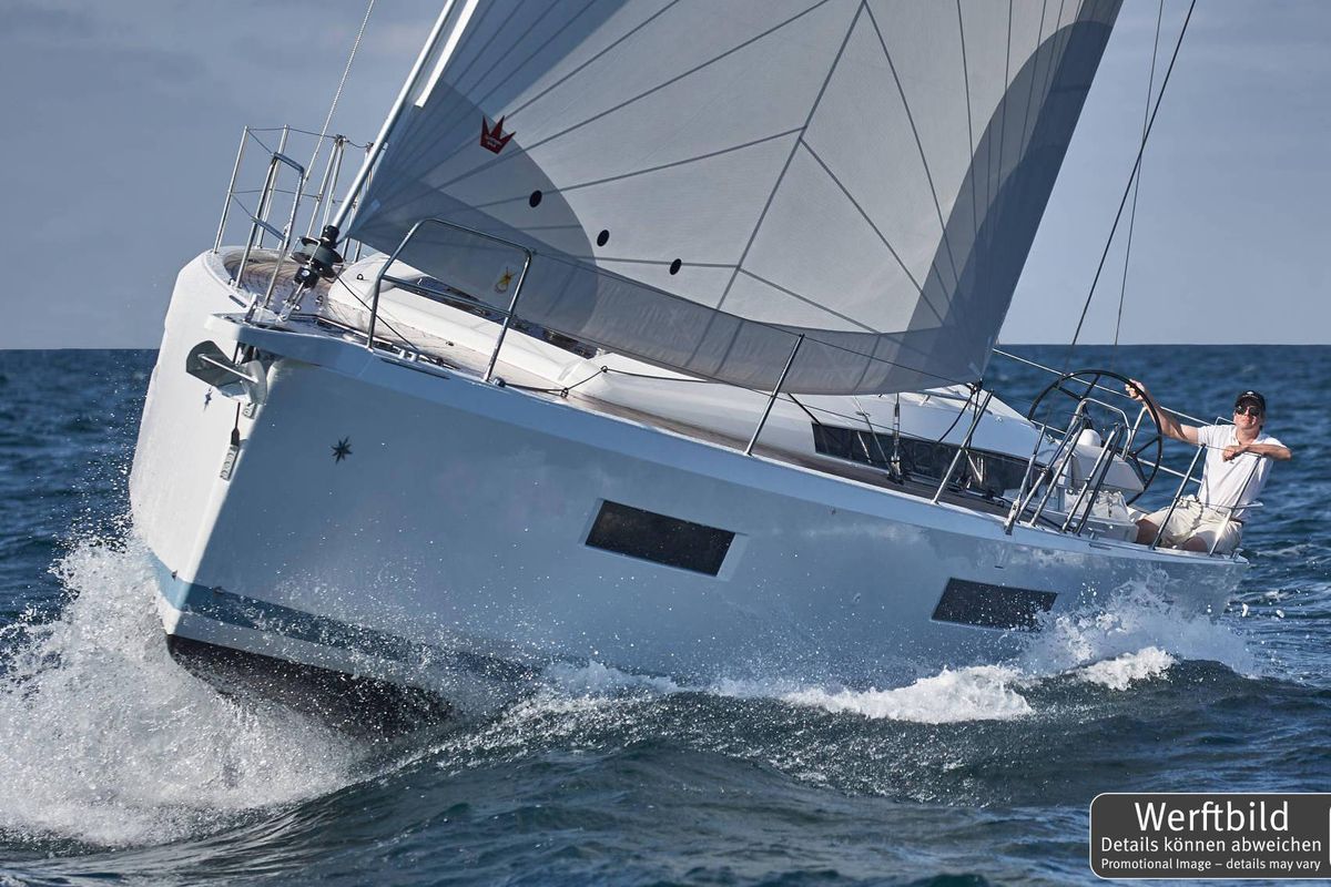 Exterior view of Kiwi, a Jeanneau Sun Odyssey 440 sailboat at Grad Biograd na Moru, Croatia