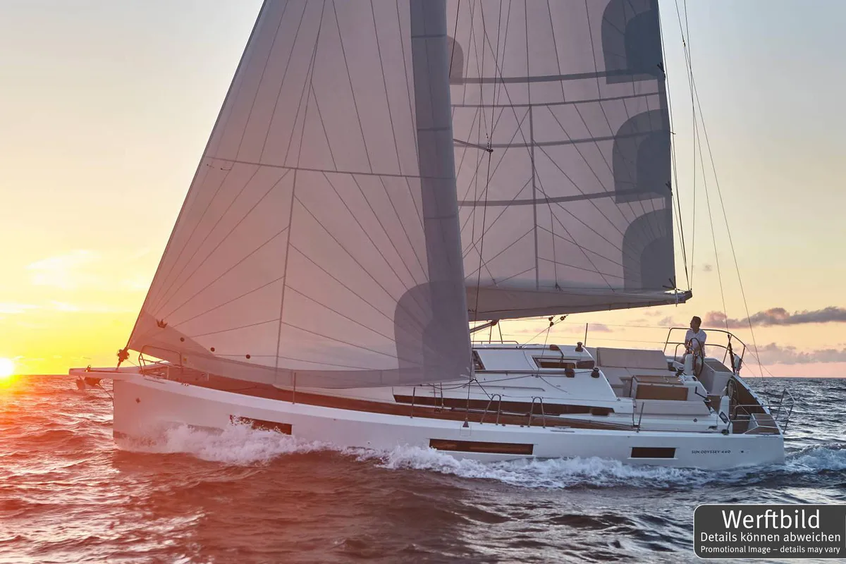 Exterior view of Kiwi, a Jeanneau Sun Odyssey 440 sailboat at Grad Biograd na Moru, Croatia