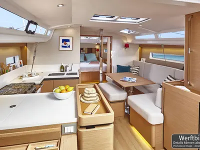 Salon of Kiwi, a Jeanneau Sun Odyssey 440 sailboat at Grad Biograd na Moru, Croatia