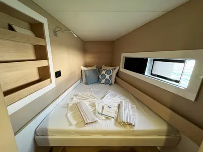 Cabin on ProntoSail, a Aventura Catamarans Aventura 37 catamaran at Fethiye, Turkey