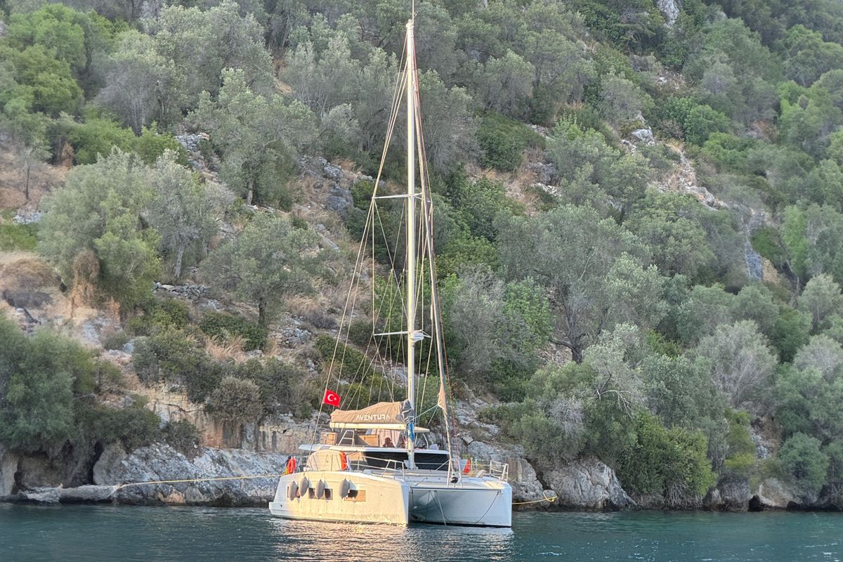 Exterior view of ProntoSail, a Aventura Catamarans Aventura 37 catamaran at Fethiye, Turkey