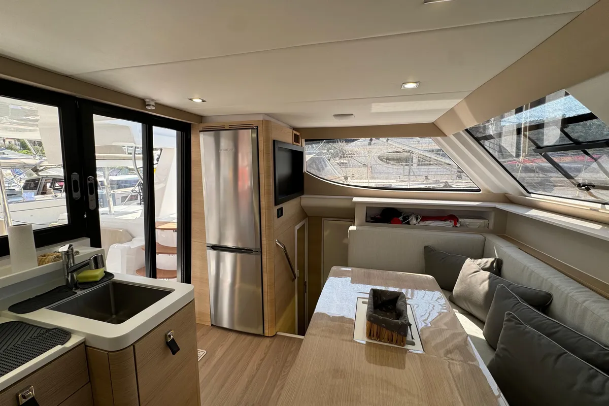 Galley of ProntoSail, a Aventura Catamarans Aventura 37 catamaran at Fethiye, Turkey