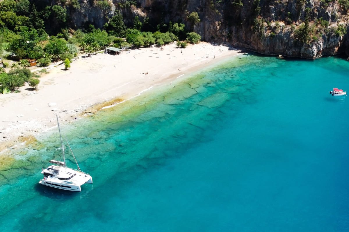 Exterior view of ProntoSail, a Aventura Catamarans Aventura 37 catamaran at Fethiye, Turkey