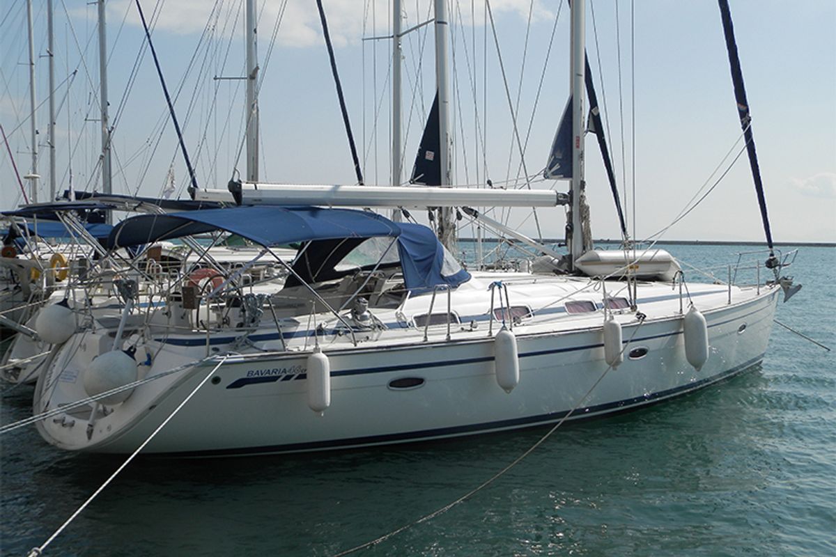 Exterior view of Aegle, a Bavaria 46 Cruiser sailboat at Volos Municipality, Greece