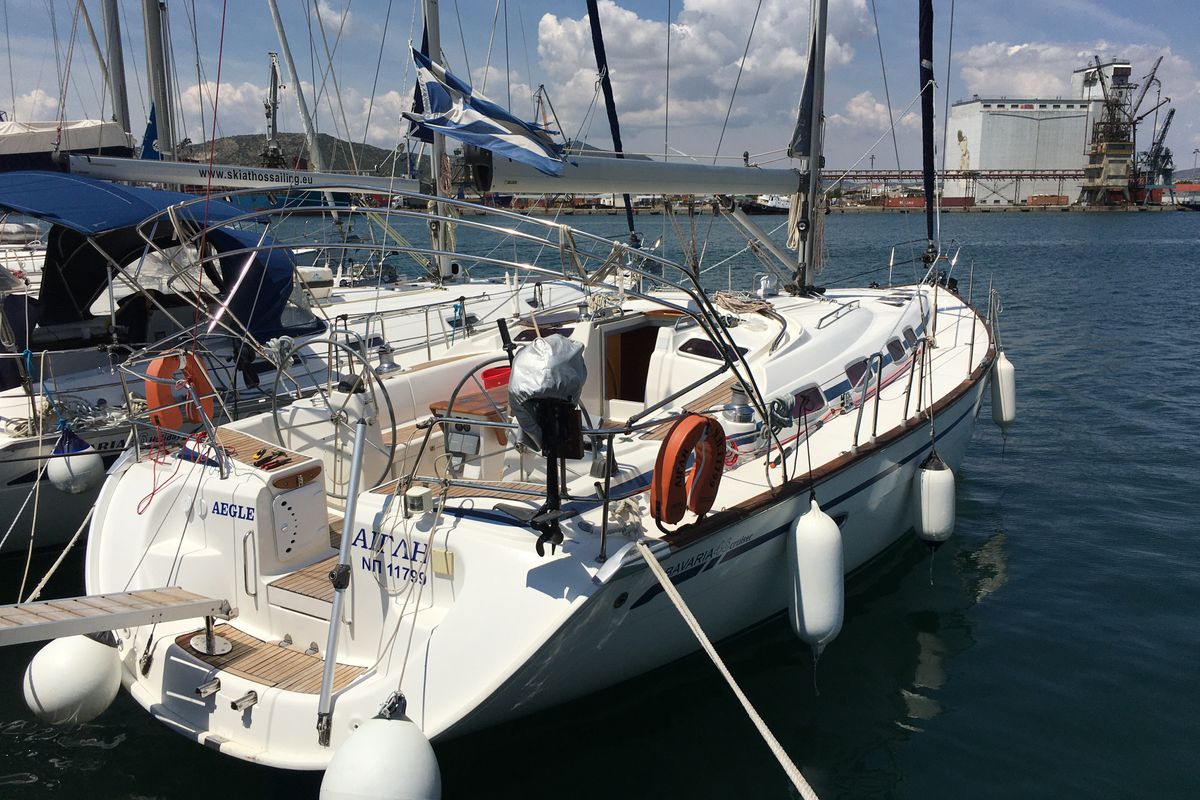 Exterior view of Aegle, a Bavaria 46 Cruiser sailboat at Volos Municipality, Greece