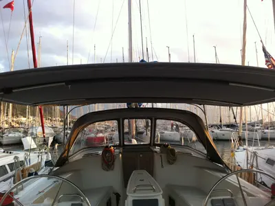 Cockpit of Kalypso, a Beneteau Cyclades 43.4 sailboat at Bodrum, Turkey