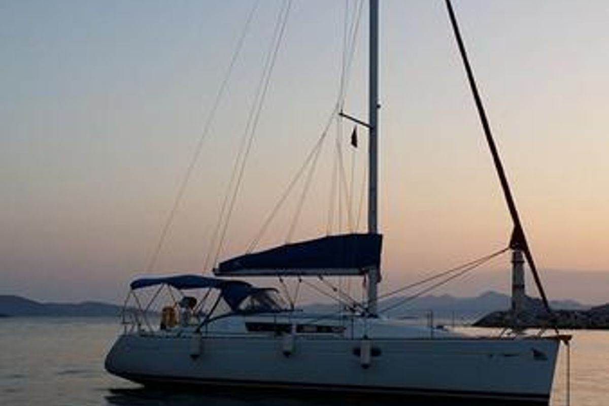 Exterior view of Kalypso, a Beneteau Cyclades 43.4 sailboat at Bodrum, Turkey