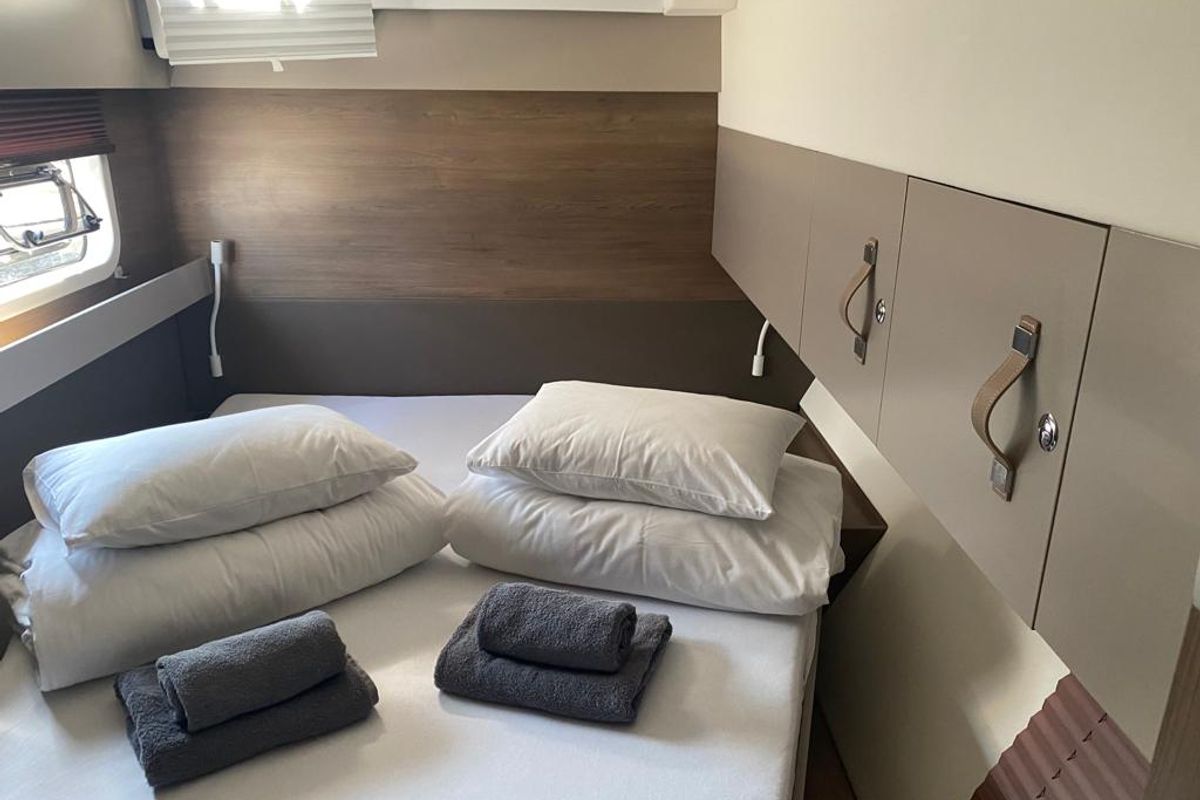 Cabin on Free Flow, a Bali Catspace catamaran at Grad Šibenik, Croatia