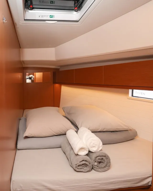 Cabin on Stiniva, a Bavaria Cruiser 46 sailboat at Grad Kaštela, Croatia