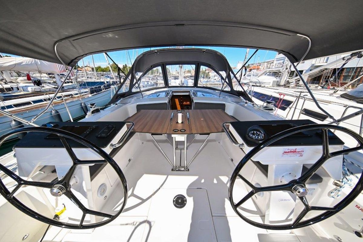 Cockpit of BOSUN, a Bavaria C46 sailboat at Zadar, Croatia
