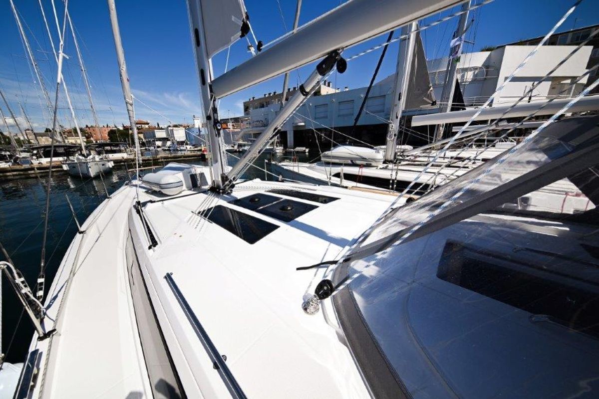 Deck of BOSUN, a Bavaria C46 sailboat at Zadar, Croatia