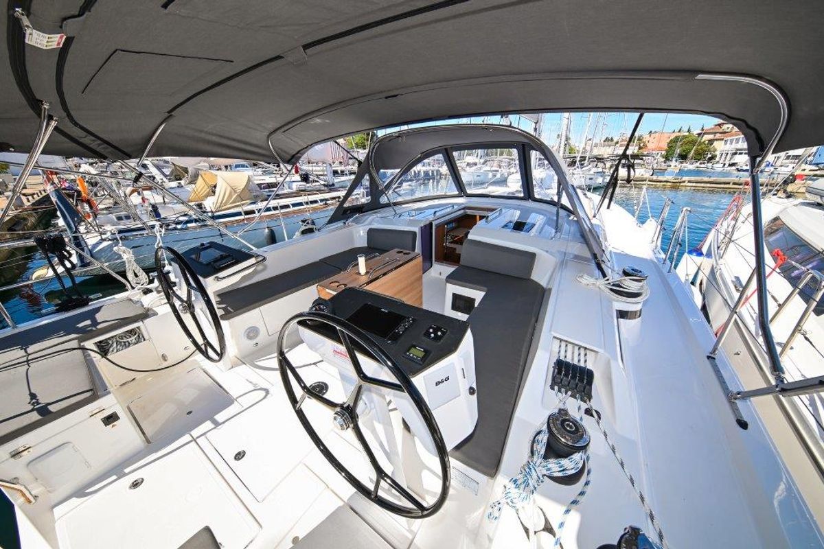 Cockpit of BOSUN, a Bavaria C46 sailboat at Zadar, Croatia