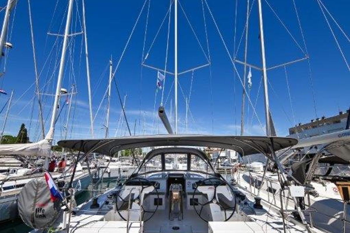 Exterior view of BOSUN, a Bavaria C46 sailboat at Zadar, Croatia