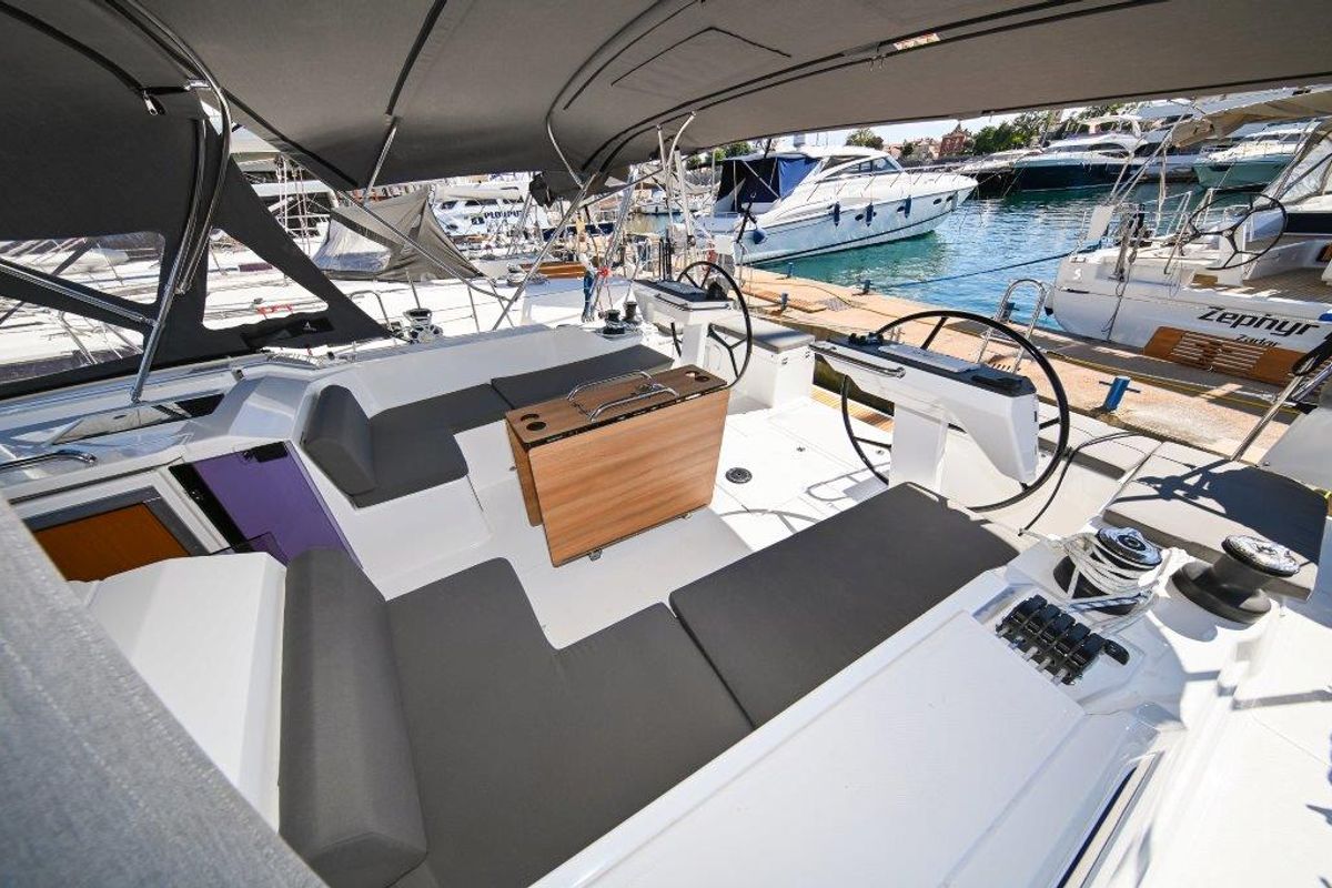 Deck of BOSUN, a Bavaria C46 sailboat at Zadar, Croatia